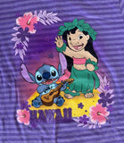 Disney Girls Lilo & Stitch Hawaii Graphic Striped Short Sleeve Shirt Size Medium