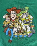 Disney Boys Toy Story 3 Woody & Friends Green Short Sleeve Shirt Size Medium