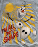 Disney Boys Frozen Olaf I'm All Out Of Shape Blue Short Sleeve Shirt Size Small