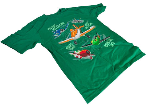 Disney Boys Planes Dusty & Friends The Skies Are Calling Green Shirt Size Medium