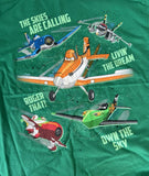 Disney Boys Planes Dusty & Friends The Skies Are Calling Green Shirt Size Medium