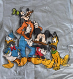 Disney Boys Mickey Mouse Pluto Donald Goofy Wearing Mustaches Blue Shirt Size S