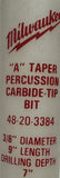 Milwaukee 48-20-3384 Percussion Carbide Tip Bit A-Taper 3/8" x 9"