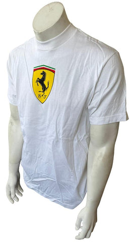 Ferrari Men's Horse SF Logo Graphic White Short Sleeve Shirt Size Medium