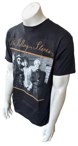 Alstyle Men's The Rolling Stones Band Graphic Black Short Sleeve Shirt Size M