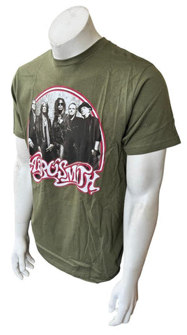 Bay Island Men's Aerosmith 2012 Tour Olive Short Sleeve Shirt Size Large