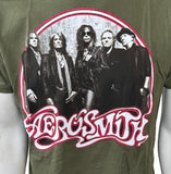 Bay Island Men's Aerosmith 2012 Tour Olive Short Sleeve Shirt Size Large