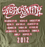 Bay Island Men's Aerosmith 2012 Tour Olive Short Sleeve Shirt Size Large