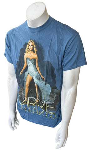 Gildan Men's Carrie Underwood Graphic Blue Short Sleeve Shirt Size Medium