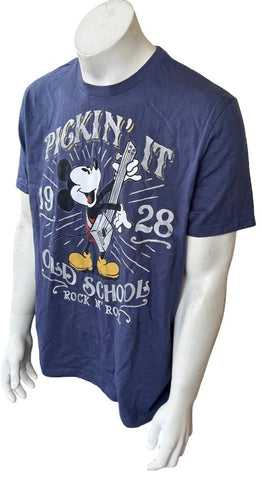 Disney Men's Mickey Mouse Pickin' It Old School Rock N' Roll 1928 Shirt Size L