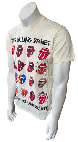 Alstyle Men's The Rolling Stones 50 Years London/NYC Beige Shirt Size Medium