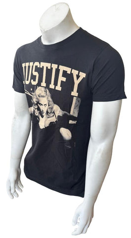 Tultex Women's Madonna Justify Graphic Black Short Sleeve Shirt Size Small