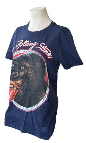 Gildan Women's The Rolling Stones London NYC/NJ Graphic Navy Shirt Size Small