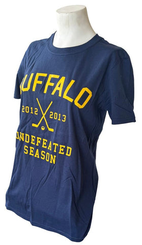 Gildan Women's Buffalo Hockey 2012 2013 Undefeated Season Navy Shirt Size Small