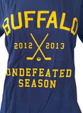Gildan Women's Buffalo Hockey 2012 2013 Undefeated Season Navy Shirt Size Small