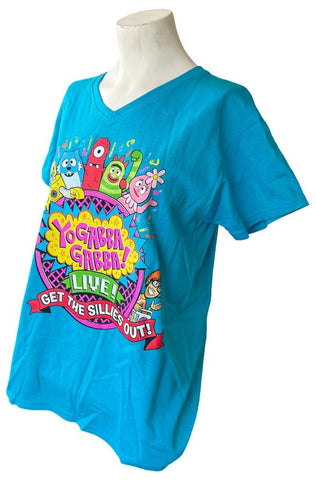 Anvil Women's Yo Gabba Gabba! Live 2013 Get The Sillies Out Blue Shirt Size M