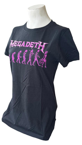 Bay Island Women's Megadeth Evolution Graphic Black Short Sleeve Shirt Size L