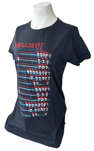 Bay Island Women's Megadeth Skull Abacus Black Short Sleeve Shirt Size Large