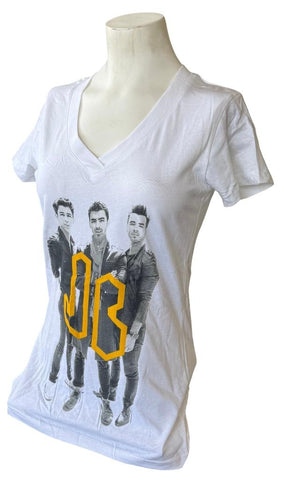 Tultex Women's Jonas Brothers JB Graphic White Short Sleeve Shirt Size Small