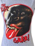 The Rolling Stones Women's GRRR Gorilla Graphic Gray Short Sleeve Shirt Size S