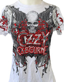 Tultex Women's Ozzy Osbourne Graphic White Short Sleeve Shirt Size Large