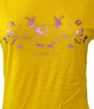 Mossy Oak Women's Established 1986 Deer Graphic Yellow Short Sleeve Shirt Size M