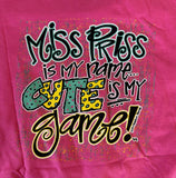 Southern Belle Girls Miss Priss Is My Name Cute Is My Game Pink Shirt Size Large