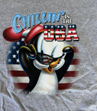 Universal Studios Boys Chillin' In The USA Penguin Graphic Gray Shirt Size Small