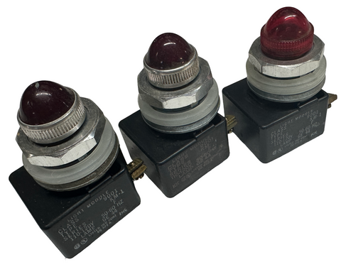 Lot of (3) Square D 9001KM1 Pilot Light Series F Red 110/120 VAC 50/60 HZ