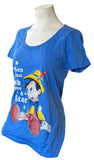 Disney Women's Pinocchio When You Wish Upon A Star Blue Shirt Size Medium