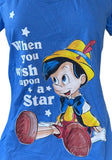 Disney Women's Pinocchio When You Wish Upon A Star Blue Shirt Size Medium