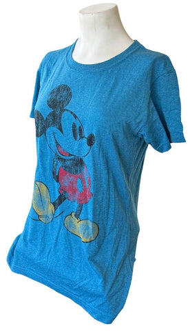 Disney Women's Classic Mickey Mouse Graphic Blue Short Sleeve Shirt Size Medium