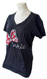 Disney Women's Minnie Mouse Bow Graphic Black Short Sleeve Shirt Size Medium