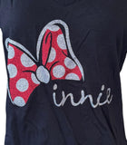 Disney Women's Minnie Mouse Bow Graphic Black Short Sleeve Shirt Size Medium