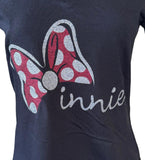 Disney Women's Minnie Mouse Bow Graphic Black Short Sleeve Shirt Size Small