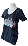 Disney Women's Mickey Mouse San Francisco Graphic Striped Shirt Size Medium
