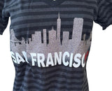 Disney Women's Mickey Mouse San Francisco Graphic Striped Shirt Size Medium