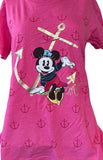 Disney Women's Minnie Mouse Sailor Anchor Graphic Pink Shirt Size Large