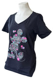 Disney Women's Mickey Mouse Flower Silhouette Graphic Black Shirt Size Medium