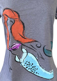 Disney Women's The Little Mermaid Ariel Graphic Gray Shirt Size Medium