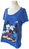 Disney Women's Mickey Mouse & Minnie Mouse Love And Kisses Blue Shirt Size Large