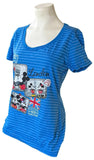 Disney Women's Mickey Mouse & Minnie London UK Graphic Blue Shirt Size Medium