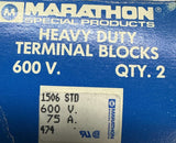 Box of (2) Marathon 1506STD Barrier Terminal Block 2 Row 6 Positions 75A 600V