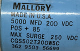 Mallory CGS502T200W5C Electrolytic Capacitor 5000uF 200V-10+50% w/ Clamp