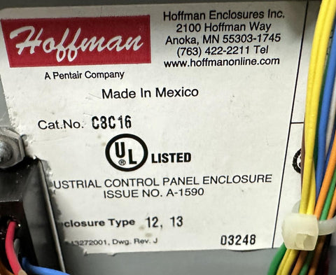 Hoffman C8C16 Control Panel Enclosure w/ Pushbuttons, Joystick, Relays