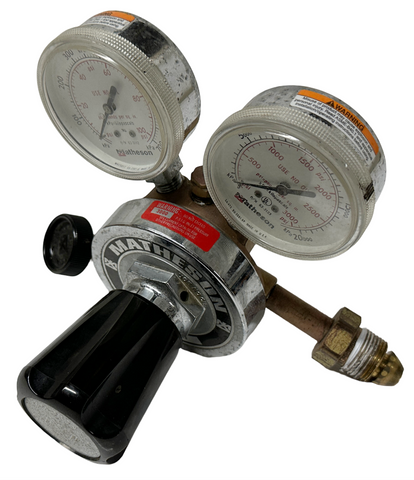 Matheson 8-580 Gas Pressure Regulator 3000 PSI w/ 63-3112 & 63133 Gauges