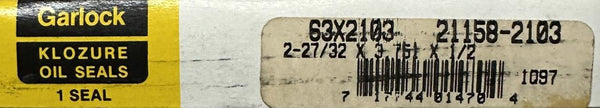 Joint D'huile (oil Seal) Garlock Klozure - Référence 21158-0143, Neuf En Boîte Ouverte