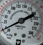 Parker 309386 Refrigerant Gauge R717 2.5" Diameter 1/4" NPT 30-300PSI