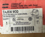 Crouse-Hinds EAJB36 WOD Conduit Outlet Box 1" w/ Cover & Ground Screw