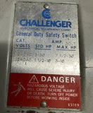 Challenger GD321SNC General Duty Safety Switch Fusible 30A 240V 3P NEMA 1